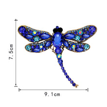 Load image into Gallery viewer, Vintage Classical Dragonfly Pattern Rhinestone Brooch, Peacock Blue, Blue, Red, Rose Red, White