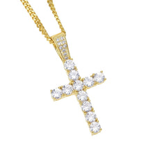 Load image into Gallery viewer, Hip Hop Claw Set Premium Zircon Cross Pendant Necklace(Gold)