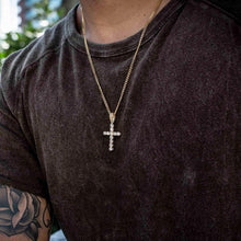 Load image into Gallery viewer, Hip Hop Claw Set Premium Zircon Cross Pendant Necklace(Gold)