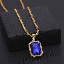Load image into Gallery viewer, Hip Hop Mini Rhinestone Colorful Pendant Twist Gold Chain Necklace for Men, JEWE0309AA, JEWE0309AB, JEWE0309AC, JEWE0309AD