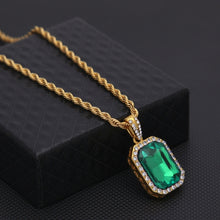 Load image into Gallery viewer, Hip Hop Mini Rhinestone Colorful Pendant Twist Gold Chain Necklace for Men, JEWE0309AA, JEWE0309AB, JEWE0309AC, JEWE0309AD