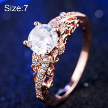 Load image into Gallery viewer, 1 Pair Women Fashion Micro-inlaid Zircon Engagement Ring Princess Queen Aristocratic Temperament Couple Ring(Rose Gold US size: 7), US size: 7