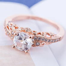 Load image into Gallery viewer, 1 Pair Women Fashion Micro-inlaid Zircon Engagement Ring Princess Queen Aristocratic Temperament Couple Ring(Rose Gold US size: 7), US size: 7