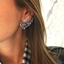 Load image into Gallery viewer, 1 PCS Women Diamond-shape Silver Flower Fan-sharped Asymmetric Stud Earrings