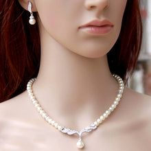Load image into Gallery viewer, 3 in 1 Bridal Accessories Lady Classic Fashion Bead Earring Necklace Jewelry Set
