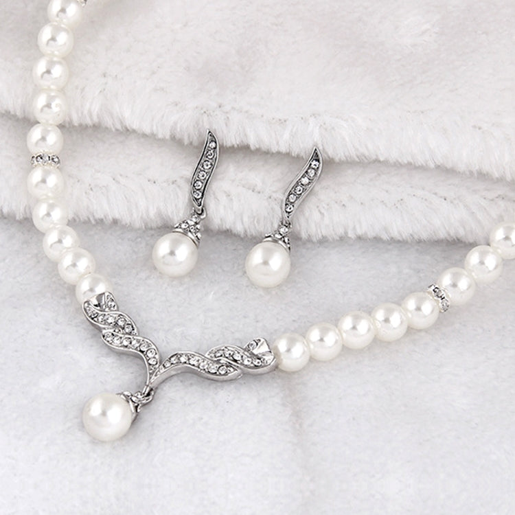 3 in 1 Bridal Accessories Lady Classic Fashion Bead Earring Necklace Jewelry Set