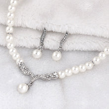 Load image into Gallery viewer, 3 in 1 Bridal Accessories Lady Classic Fashion Bead Earring Necklace Jewelry Set