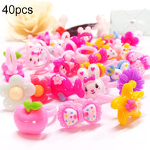 Load image into Gallery viewer, 40 PCS Children Cute Cartoon Resin Flower Animal Heart Bow-knot Ring, Smooth Surface, Smooth Surface, 40 PCS
