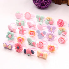 Load image into Gallery viewer, 50 PCS Children Cute Cartoon Resin Flower Animal Heart Bow-knot Ring, Frosted Surface, Frosted Surface, 50 PCS