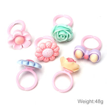 Load image into Gallery viewer, 50 PCS Children Cute Cartoon Resin Flower Animal Heart Bow-knot Ring, Frosted Surface, Frosted Surface, 50 PCS