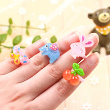 Load image into Gallery viewer, 100 PCS Children Cute Cartoon Resin Flower Animal Heart Bow-knot Ring, Smooth Surface, Smooth Surface, 100 PCS