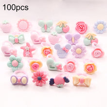 Load image into Gallery viewer, 100 PCS Children Cute Cartoon Resin Flower Animal Heart Bow-knot Ring, Frosted Surface, Frosted Surface, 100 PCS