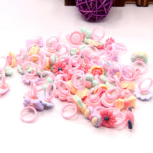 Load image into Gallery viewer, 100 PCS Children Cute Cartoon Resin Flower Animal Heart Bow-knot Ring, Frosted Surface, Frosted Surface, 100 PCS