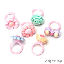 Load image into Gallery viewer, 100 PCS Children Cute Cartoon Resin Flower Animal Heart Bow-knot Ring, Frosted Surface, Frosted Surface, 100 PCS