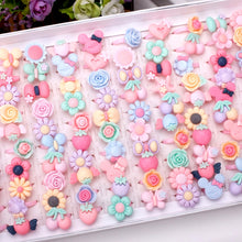 Load image into Gallery viewer, 100 PCS Children Cute Cartoon Resin Flower Animal Heart Bow-knot Ring, Frosted Surface, Frosted Surface, 100 PCS