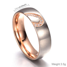 Load image into Gallery viewer, Fashion Rhinestone Love Heart Splice Couples Ring Fine Titanium Steel Ring for Men and Women(Gold with Diamond, US Size: 7), Gold with Diamond, US Size: 7
