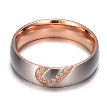 Load image into Gallery viewer, Fashion Rhinestone Love Heart Splice Couples Ring Fine Titanium Steel Ring for Men and Women(Gold with Diamond, US Size: 9), Gold with Diamond, US Size: 9