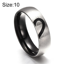 Load image into Gallery viewer, Fashion Rhinestone Love Heart Splice Couples Ring Fine Titanium Steel Ring for Men and Women(Silver without Diamond, US Size: 10), Silver without Diamond, US Size: 10
