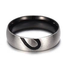 Load image into Gallery viewer, Fashion Rhinestone Love Heart Splice Couples Ring Fine Titanium Steel Ring for Men and Women(Silver without Diamond, US Size: 10), Silver without Diamond, US Size: 10
