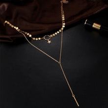 Load image into Gallery viewer, Simple Sexy Handmade Sequins Star Tassels Circle Clavicle Chain Long Pendant Double-layer Chain, Double-layer Chain