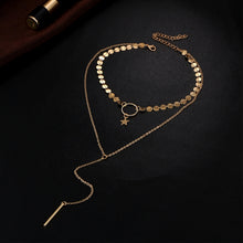 Load image into Gallery viewer, Simple Sexy Handmade Sequins Star Tassels Circle Clavicle Chain Long Pendant Double-layer Chain, Double-layer Chain