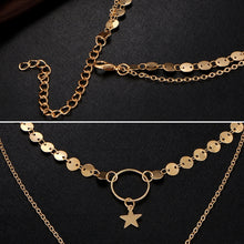 Load image into Gallery viewer, Simple Sexy Handmade Sequins Star Tassels Circle Clavicle Chain Long Pendant Double-layer Chain, Double-layer Chain