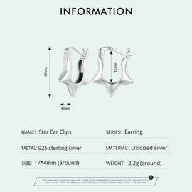 SCE1615 Sterling Silver S925 Simple Versatile Star Earrings, SCE1615