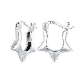 SCE1615 Sterling Silver S925 Simple Versatile Star Earrings, SCE1615