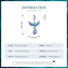 Load image into Gallery viewer, BSC880 S925 Sterling Silver Colorful Gradient Phoenix Pendant Accessories DIY Bracelet Beads, BSC880