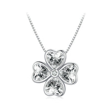 Load image into Gallery viewer, BSN334 Sterling Silver S925 White Gold Plated Lucky Clover Pendant Necklace, BSN334