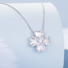 Load image into Gallery viewer, BSN334 Sterling Silver S925 White Gold Plated Lucky Clover Pendant Necklace, BSN334