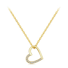 Load image into Gallery viewer, SCN347-B Sterling Silver S925 Zircon Simple Fashion Hollow Heart Shape Necklace, SCN347-B, SCN347-C