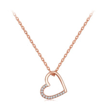 Load image into Gallery viewer, SCN347-B Sterling Silver S925 Zircon Simple Fashion Hollow Heart Shape Necklace, SCN347-B, SCN347-C
