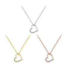 Load image into Gallery viewer, SCN347-B Sterling Silver S925 Zircon Simple Fashion Hollow Heart Shape Necklace, SCN347-B, SCN347-C