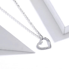 Load image into Gallery viewer, SCN347-B Sterling Silver S925 Zircon Simple Fashion Hollow Heart Shape Necklace, SCN347-B, SCN347-C