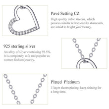 Load image into Gallery viewer, SCN347-B Sterling Silver S925 Zircon Simple Fashion Hollow Heart Shape Necklace, SCN347-B, SCN347-C