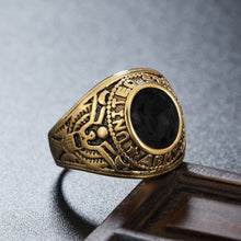 Load image into Gallery viewer, Retro Round Gemstone Carved Soldier Army Military Titanium Steel Ring for Men, US Size: 11, Diameter: 20.7mm, Perimeter: 65mm, 11