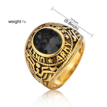 Load image into Gallery viewer, Retro Round Gemstone Carved Soldier Army Military Titanium Steel Ring for Men, US Size: 11, Diameter: 20.7mm, Perimeter: 65mm, 11