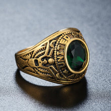 Load image into Gallery viewer, Retro Round Gemstone Carved Soldier Army Military Titanium Steel Ring for Men, US Size: 11, Diameter: 20.7mm, Perimeter: 65mm, 11