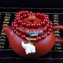Load image into Gallery viewer, Fashion Jewelry Accessory Garnet Beads Bracelet, Pink Crystal &amp; Elephant &amp; Fish, Red Agate &amp; Elephant, Red Agate &amp; Pi Xiu, Violitde, Garnet, Blue Sandstone &amp; Calabash, Red Agate &amp; Buddha Head, Aquamarine &amp; Longevity Lock, White Jade, Pink Crystal &amp; Cat
