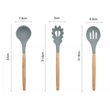 Load image into Gallery viewer, 13 in 1 Silicone Wood Handle Heat-resistant Cooking Cutlery Sets Kitchen Tools with Small Container, 13 in 1, with Small Container