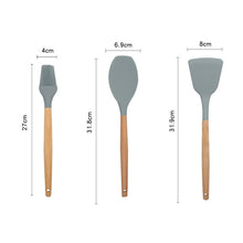 Load image into Gallery viewer, 13 in 1 Silicone Wood Handle Heat-resistant Cooking Cutlery Sets Kitchen Tools with Small Container, 13 in 1, with Small Container