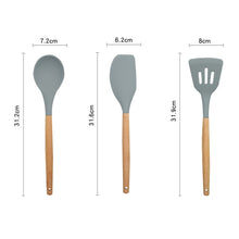 Load image into Gallery viewer, 13 in 1 Silicone Wood Handle Heat-resistant Cooking Cutlery Sets Kitchen Tools with Small Container, 13 in 1, with Small Container