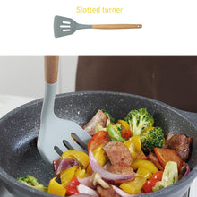 Load image into Gallery viewer, Silicone Wood Handle Leak Shovel Heat-resistant Cooking Shovel Kitchen Tools, Leak Shovel