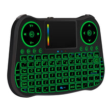 Load image into Gallery viewer, MT08 2.4GHz Mini Wireless Air Mouse QWERTY Keyboard with Colorful Backlight &amp; Touchpad &amp; Multimedia Control for PC, TV, MT08