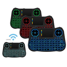 Load image into Gallery viewer, MT08 2.4GHz Mini Wireless Air Mouse QWERTY Keyboard with Colorful Backlight &amp; Touchpad &amp; Multimedia Control for PC, TV, MT08
