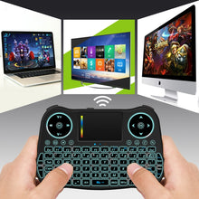 Load image into Gallery viewer, MT08 2.4GHz Mini Wireless Air Mouse QWERTY Keyboard with Colorful Backlight &amp; Touchpad &amp; Multimedia Control for PC, TV, MT08