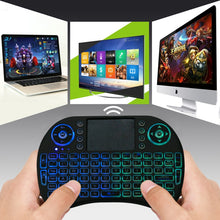 Load image into Gallery viewer, 2.4GHz Mini i8 Wireless QWERTY Keyboard with Colorful Backlight &amp; Touchpad &amp; Multimedia Control for PC, Android TV BOX, X-BOX Player, Smartphones, Change Colorful Backlight