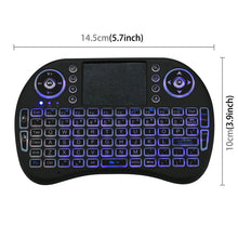 Load image into Gallery viewer, 2.4GHz Mini i8 Wireless QWERTY Keyboard with Colorful Backlight &amp; Touchpad &amp; Multimedia Control for PC, Android TV BOX, X-BOX Player, Smartphones, Change Colorful Backlight