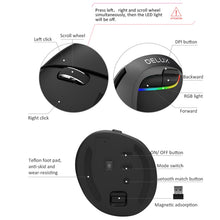 Load image into Gallery viewer, DELUX M618 Mini 2.4G Wireless 2400DPI USB Rechargeable Ergonomic Vertical Mouse, M618 Pink, M618 Grey